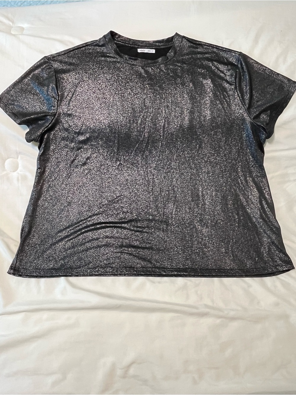Edgely Metallic Black Short Sleeve Crewneck Tee Size 1X